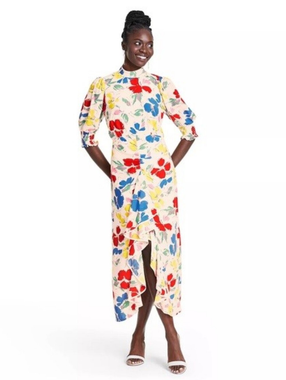 RIXO for Target Floral Mock Neck Cascade Ruffle Maxi Dress Collaboration SIZE 12